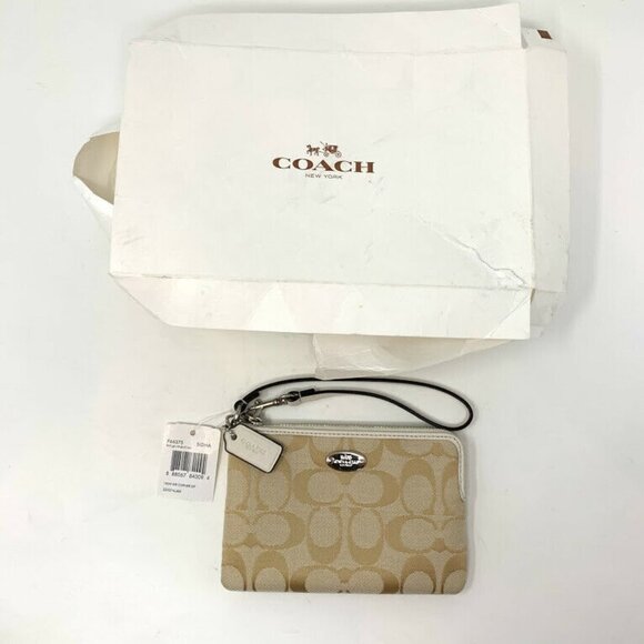 Coach Corner Zip Wristlet Wallet Signature Print - Picture 1 of 8
